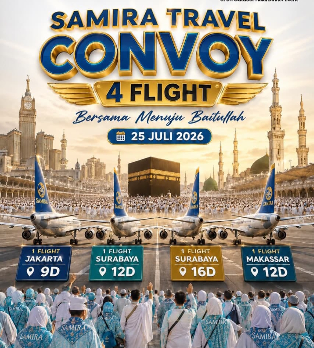 Konvoi Empat Pesawat Warnai Pemberangkatan Jamaah Umroh Samira Travel ke Jeddah